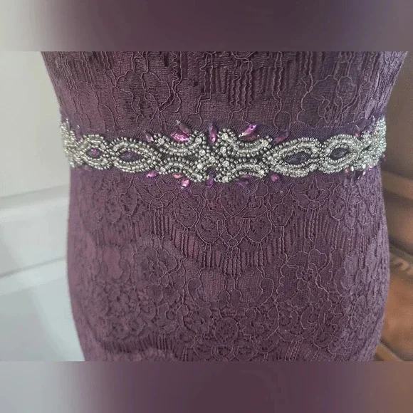 Gorgeous Sleeveless Purple Lace Dress by Betsy & Adam Sz 6 - Picture 9 of 12